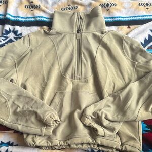 Lululemon Brushed Softstreme Ribbed Half Zip in Riverstone color.